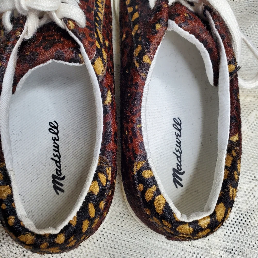 Madewell‎ sidewalk sneaker dyed calf hair animal print leopard cheetah size 7.5
